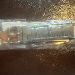 Gray Croco Genuine Leather Watch Band–20mm (w/ Built in Quick Release pins)